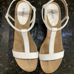 White wedge sandals